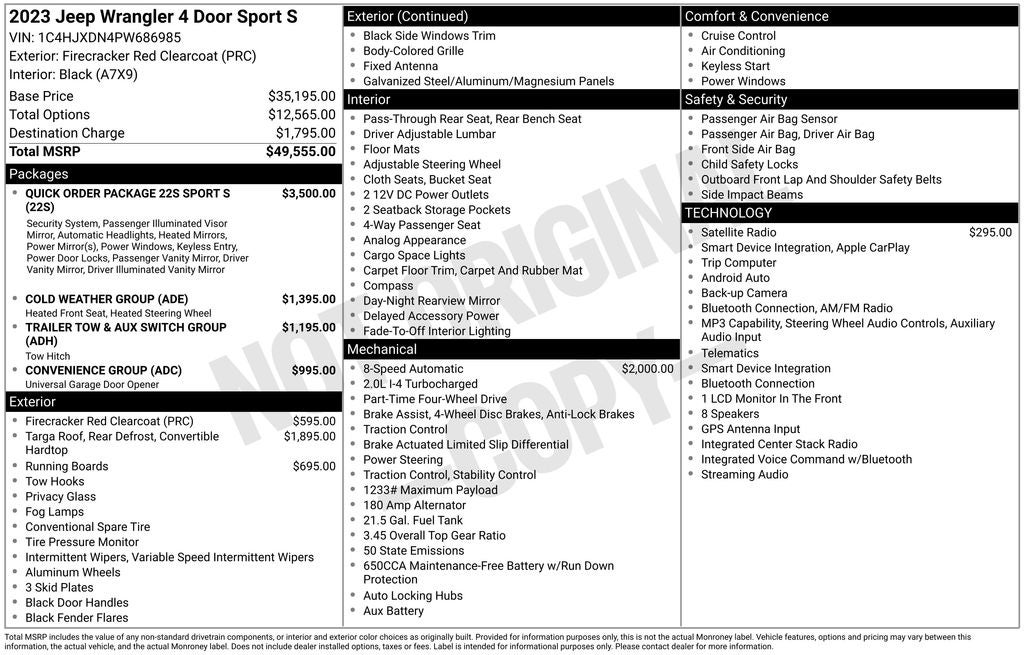 2023 Jeep Wrangler 4-Door Sport S 4x4