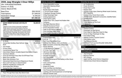 2026 Jeep Wrangler WRANGLER 4-DOOR WILLYS