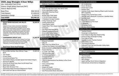 2026 Jeep Wrangler WRANGLER 4-DOOR WILLYS