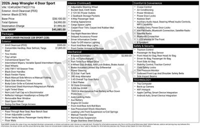 2026 Jeep Wrangler WRANGLER 4-DOOR SPORT