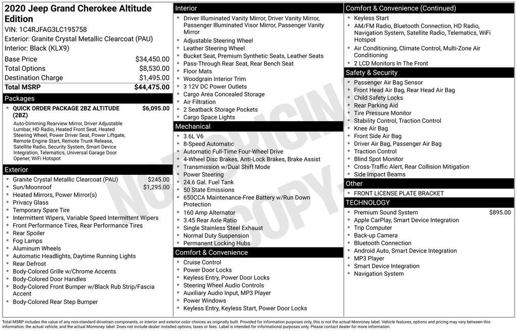 2020 Jeep Grand Cherokee Altitude 4x4