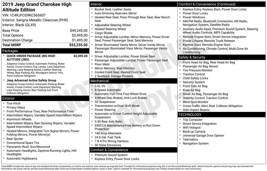 2019 Jeep Grand Cherokee High Altitude 4x4