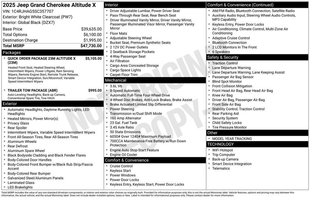 2025 Jeep Grand Cherokee GRAND CHEROKEE ALTITUDE X 4X4