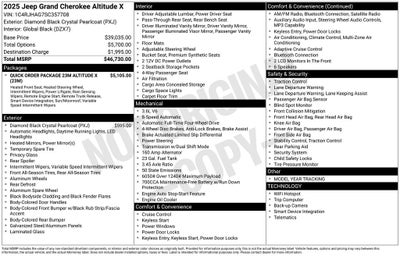 2025 Jeep Grand Cherokee GRAND CHEROKEE ALTITUDE X 4X4