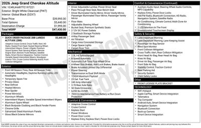 2026 Jeep Grand Cherokee GRAND CHEROKEE ALTITUDE 4X4