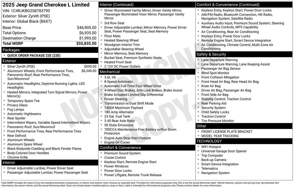 2025 Jeep Grand Cherokee GRAND CHEROKEE L LIMITED 4X4