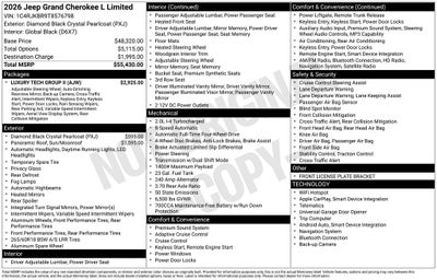 2026 Jeep Grand Cherokee GRAND CHEROKEE L LIMITED 4X4