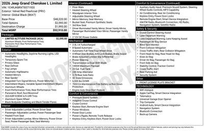2026 Jeep Grand Cherokee GRAND CHEROKEE L LIMITED 4X4