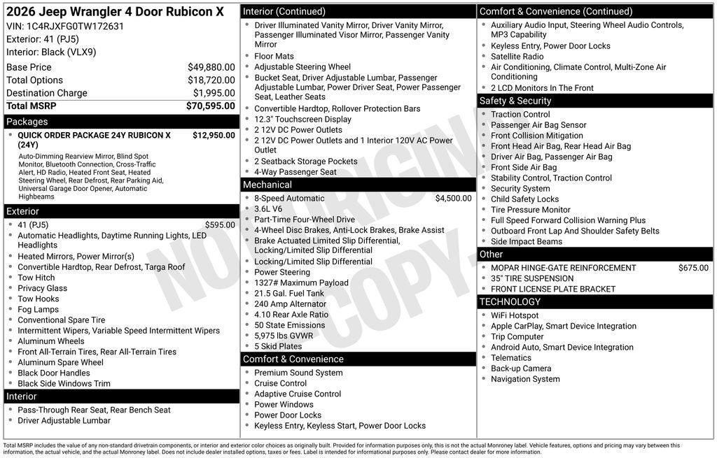 2026 Jeep Wrangler WRANGLER 4-DOOR RUBICON X