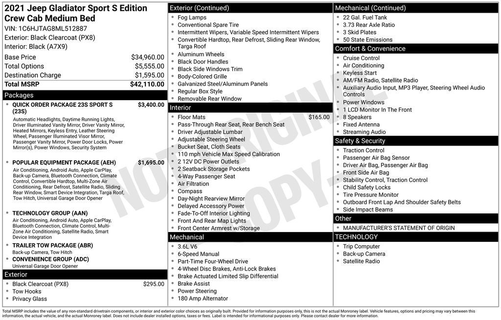 2021 Jeep Gladiator Sport S 4x4