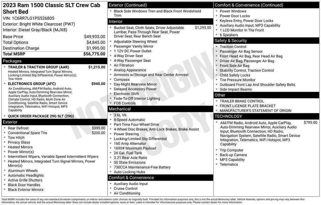 2023 RAM 1500 Classic SLT Crew Cab 4x4 5'7' Box