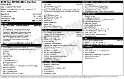 2026 RAM Ram 1500 RAM 1500 BIG HORN CREW CAB 4X4 5'7' BOX
