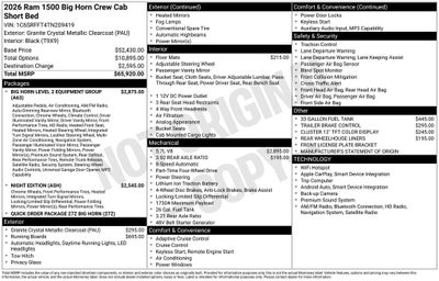 2026 RAM Ram 1500 RAM 1500 BIG HORN CREW CAB 4X4 5'7' BOX