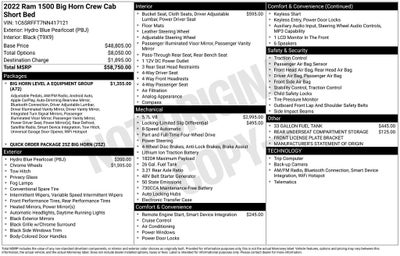 2022 RAM 1500 Big Horn Crew Cab 4x4 5'7' Box
