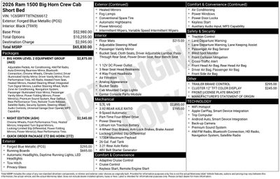 2026 RAM Ram 1500 RAM 1500 BIG HORN CREW CAB 4X4 5'7' BOX