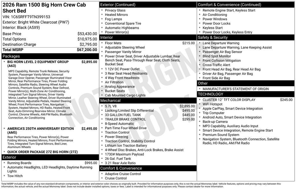 2026 RAM 1500 Big Horn/Lone Star