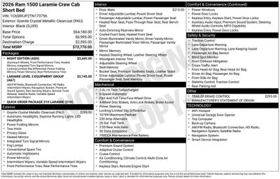 2026 RAM Ram 1500 RAM 1500 LARAMIE CREW CAB 4X4 5'7' BOX