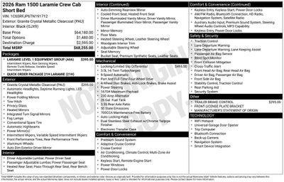 2026 RAM Ram 1500 RAM 1500 LARAMIE CREW CAB 4X4 5'7' BOX