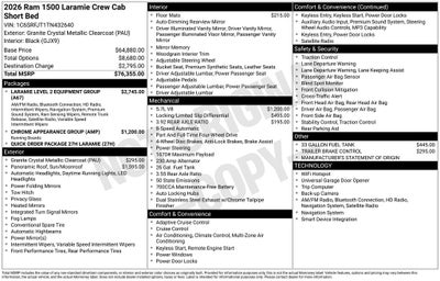 2026 RAM Ram 1500 RAM 1500 LARAMIE CREW CAB 4X4 5'7' BOX