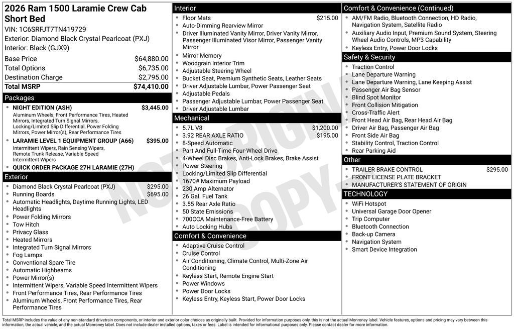 2026 RAM Ram 1500 RAM 1500 LARAMIE CREW CAB 4X4 5'7' BOX