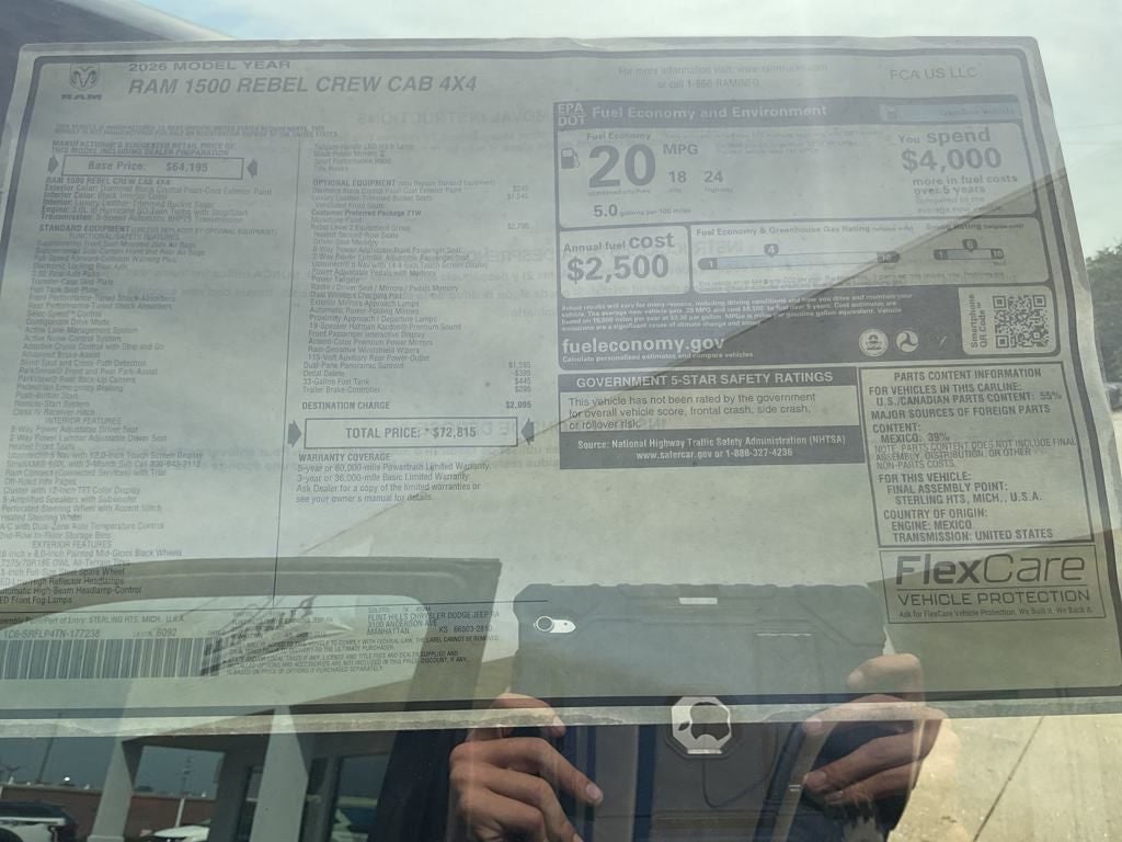 2026 RAM Ram 1500 RAM 1500 REBEL CREW CAB 4X4 5'7' BOX