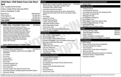 2026 RAM Ram 1500 RAM 1500 REBEL CREW CAB 4X4 5'7' BOX