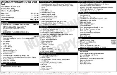 2026 RAM Ram 1500 RAM 1500 REBEL CREW CAB 4X4 5'7' BOX