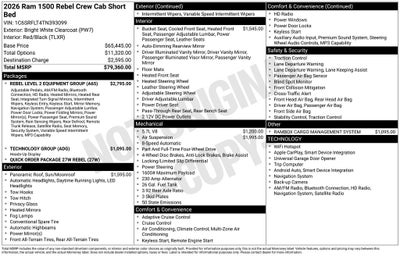2026 RAM Ram 1500 RAM 1500 REBEL CREW CAB 4X4 5'7' BOX