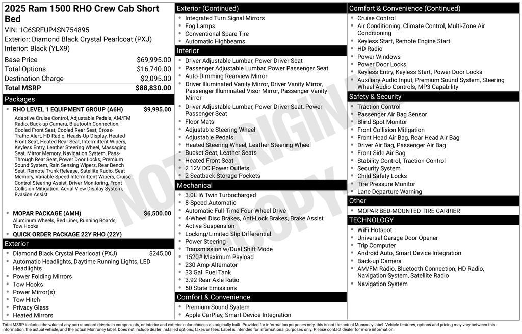 2025 RAM Ram 1500 RAM 1500 RHO CREW CAB 4X4 5'7' BOX