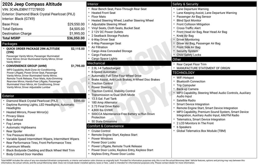 2026 Jeep Compass COMPASS LATITUDE ALTITUDE 4X4