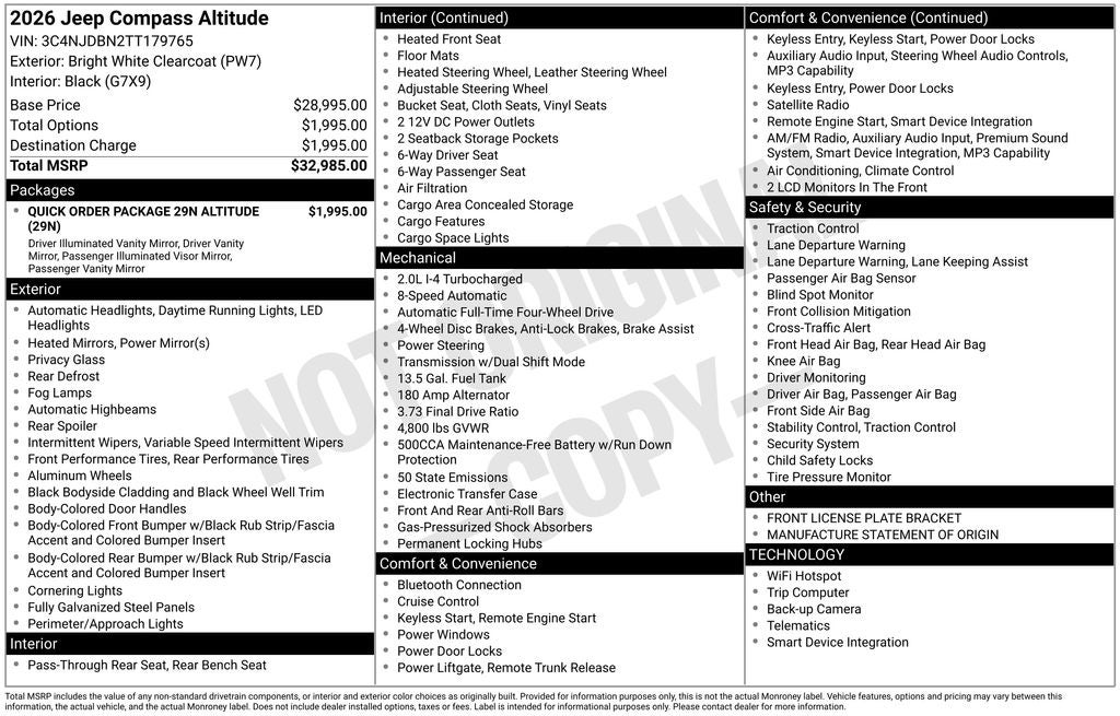 2026 Jeep Compass COMPASS LATITUDE ALTITUDE 4X4