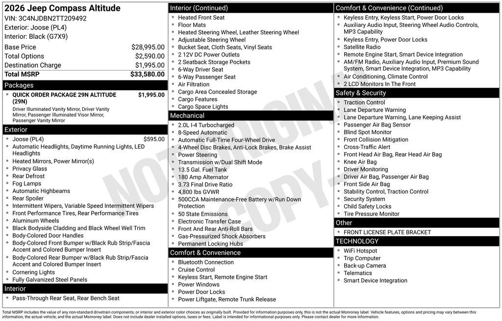 2026 Jeep Compass COMPASS LATITUDE ALTITUDE 4X4