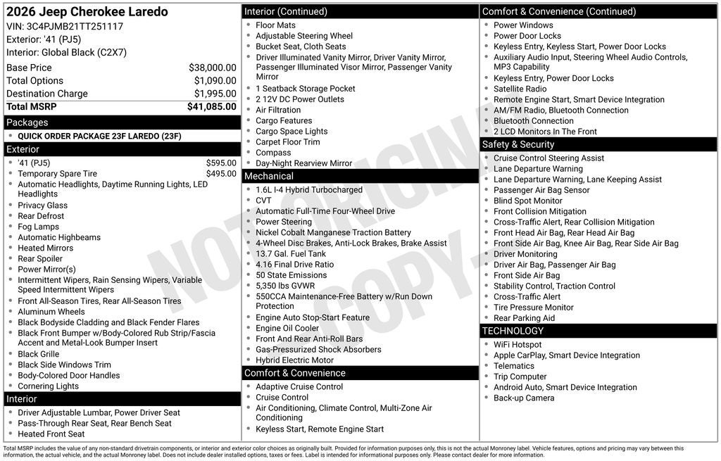 2026 Jeep Cherokee CHEROKEE LAREDO 4X4