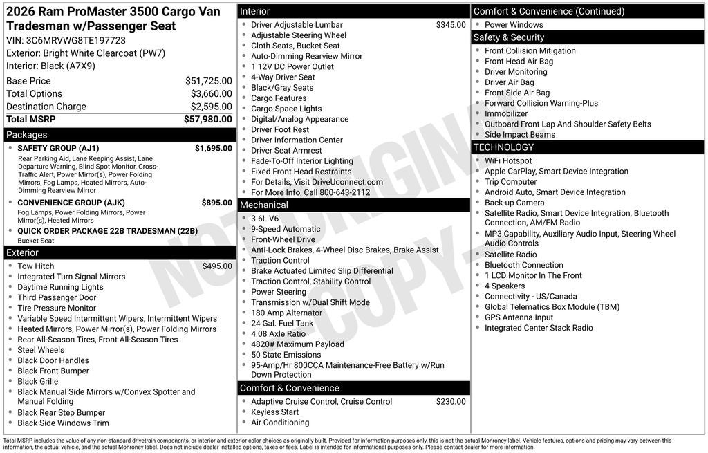 2026 RAM ProMaster 3500 Base