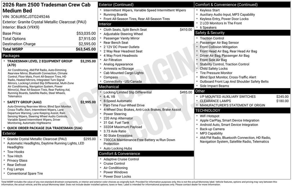 2026 RAM Ram 2500 RAM 2500 TRADESMAN CREW CAB 4X4 6'4' BOX
