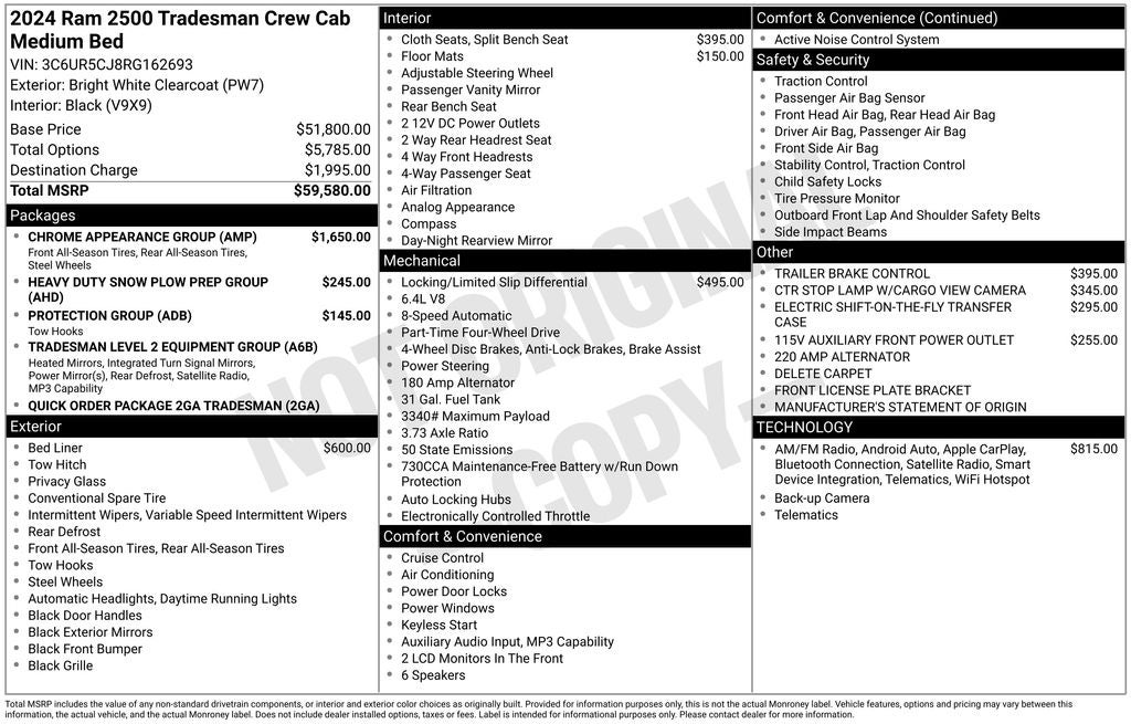 2024 RAM 2500 Tradesman Crew Cab 4x4 6'4' Box