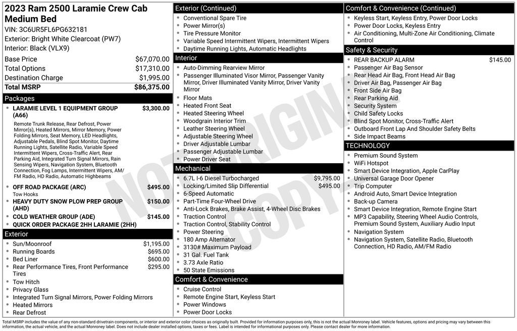 2023 RAM 2500 Laramie Crew Cab 4x4 6'4' Box