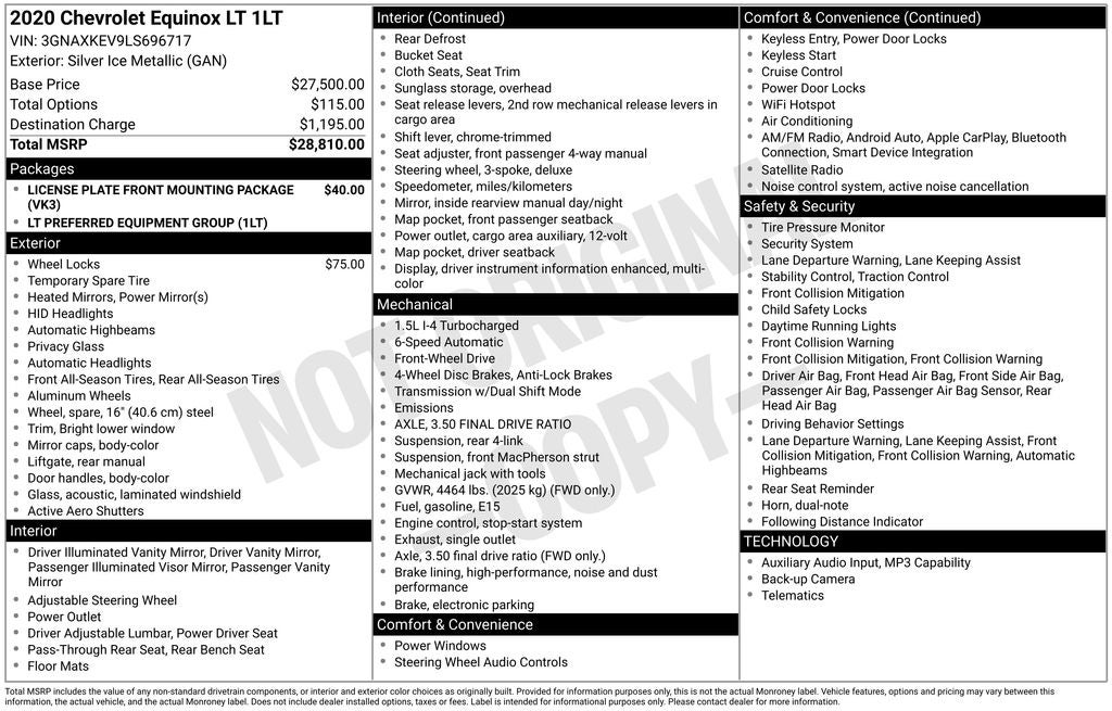 2020 Chevrolet Equinox FWD LT 1.5L Turbo