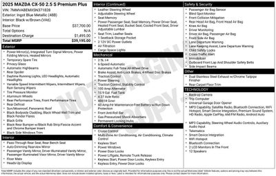 2025 Mazda Mazda CX-50 2.5 S Premium Plus Package