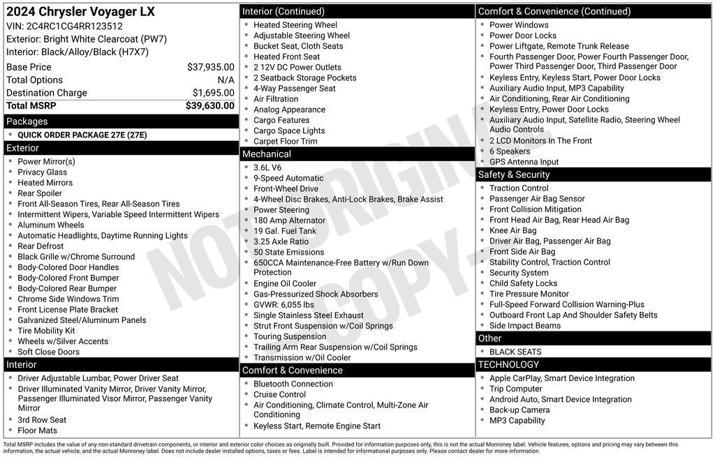 2024 Chrysler Voyager LX