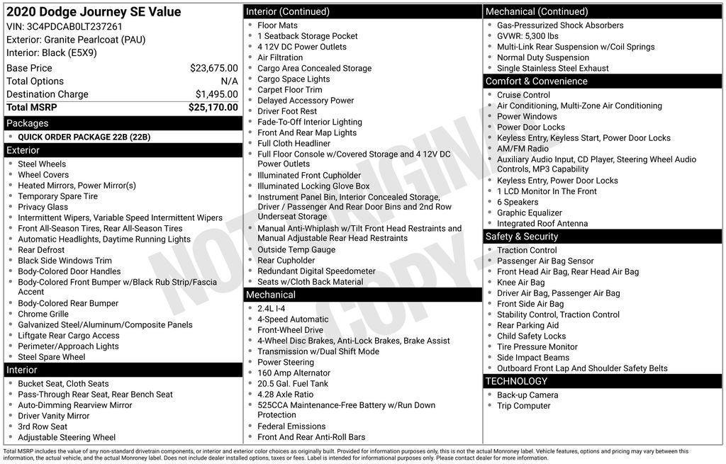 2020 Dodge Journey SE