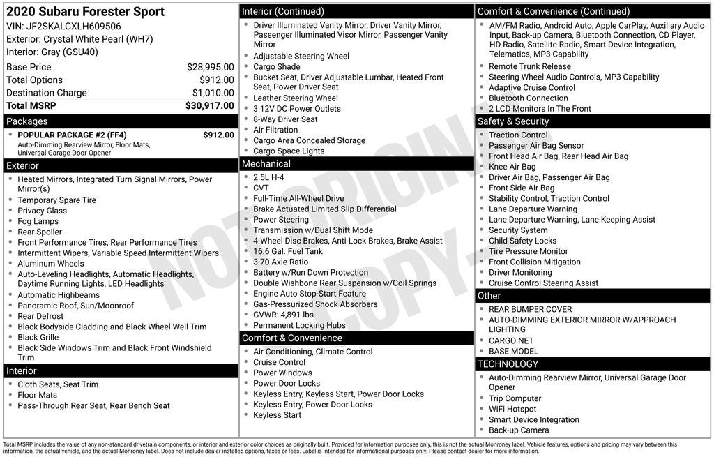 2020 Subaru Forester Sport