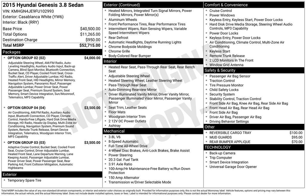 2015 Hyundai Genesis 3.8