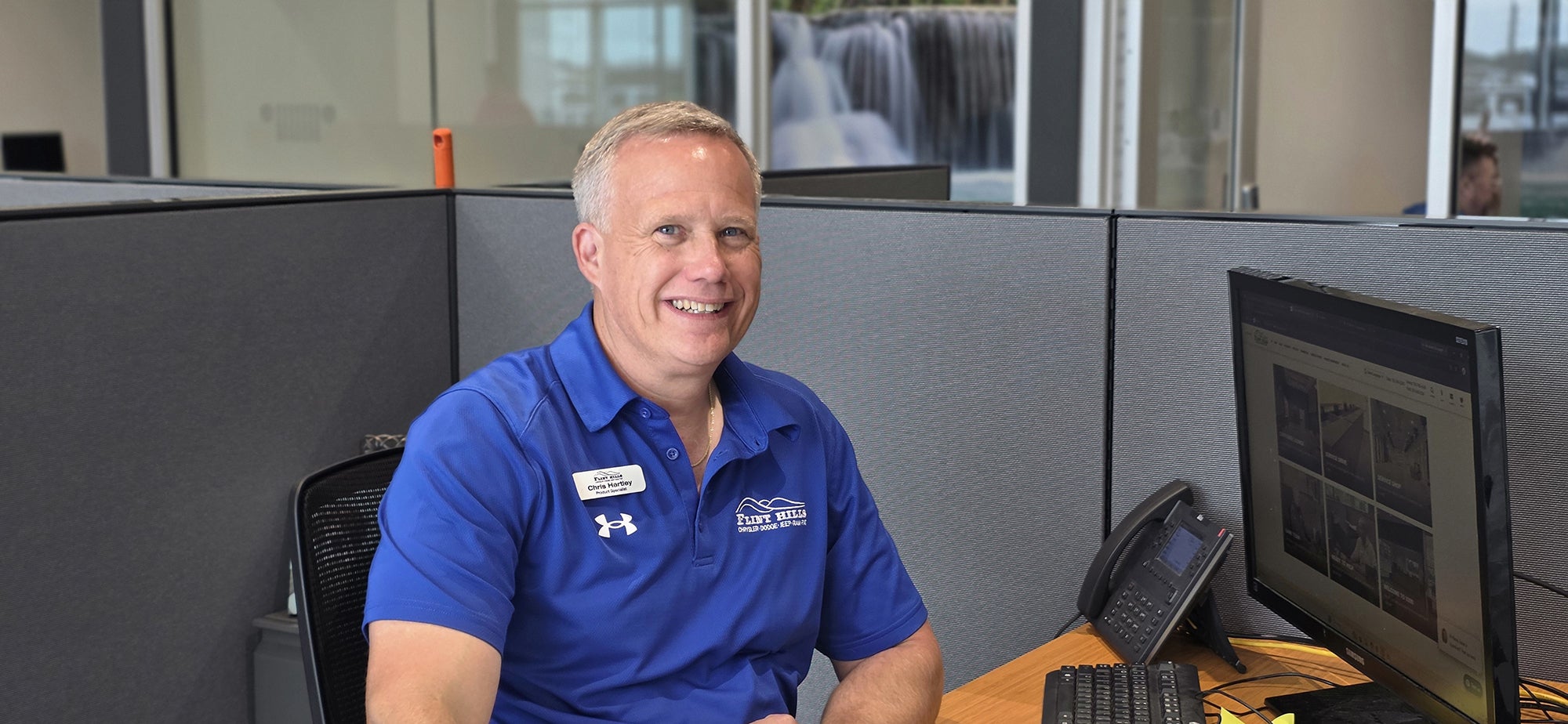 Flint Hills CDJR sales team inside the new dealership